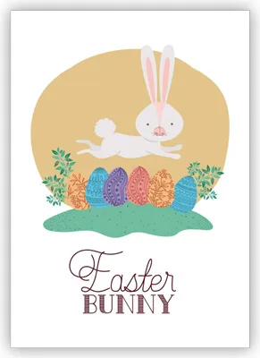 Produktbild von Lustige Osterkarte mit bunten Eiern und springendem Hasen: Easter Bunny für Familie und Freunde