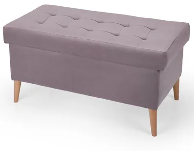 Obrázok produktu pre MG Design, plyšová sedacia lavica vo fialovej farbe, 45 x 90 cm, s úložným priestorom – čalúnená lavica s drevenými nohami, vhodná do spálne, obývačky alebo predsiene