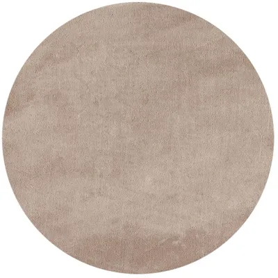 Produktbild von Kurzflor Teppich Wohnzimmer Beige 160x160 Rund Unicolor - Einfarbig aus Polyester