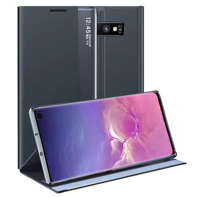 Obrázek produktu pro Galaxy S10 Pouzdro, Slim Flip Kožené Pouzdro s Okénkem a Stojánkem pro Samsung Galaxy S10 Námořnická modrá