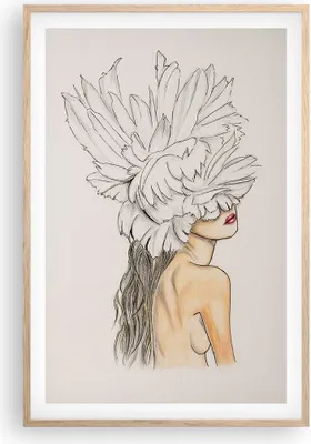 Produktbild von Gerahmtes Poster - Rahmen in heller Eiche - Mode Frau Zeichnung - 61x91,5 cm - Wand Bild - Wanddeko - Wandbilder - Kunstposter - Wandposter - Bilderrahmen - Bilder - Kunstdruck - P2NPA61x91-4873