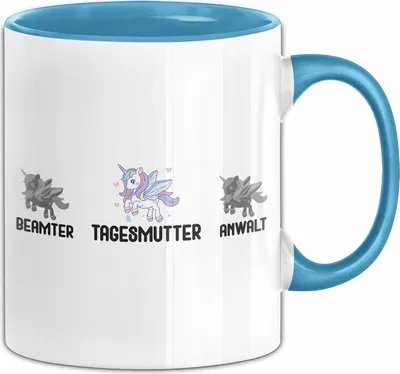 Produktbild von Tagesmutter Tasse Geschenk Beste Tagesmutter Einhorn Geschenkidee Kaffee-Becher (Blau)
