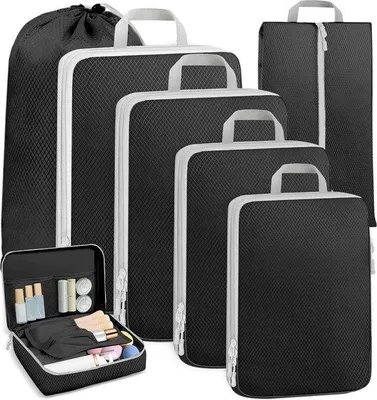 Produktbild von Famanu Packing Cubes Set 7-teilig - Kofferorganizer in Schwarz