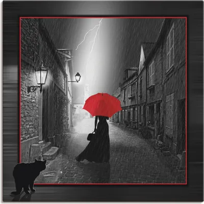 Produktbild von ARTland Leinwandbild Die Frau mit dem roten Schirm 2 Größe: 70x70 cm
