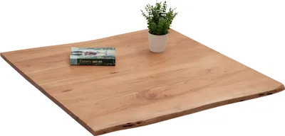 Produktbild von Tischplatte 80 x 80 cm | Akazienholz massiv | Naturfarben | Echte Baumkante | Pflegeleichtes Unikat für DIY-Ideen | geeignet für Esstische, Arbeitsflächen & Bartische