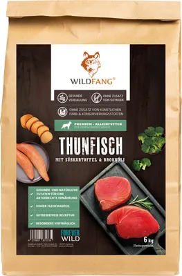 Produktbild von Wildfang Adult Premium Trockenfutter mit 60% Thunfisch für ausgewachsene Hunde 2 kg, getreidefrei, glutenfrei, hypoallergen