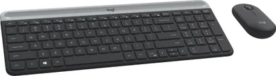 Produktbild von Logitech MK470 Slim Combo – kabelloses Tastatur-Maus-Set, Volle Größe (100%), Kabellos, RF Wireless, AZERTY, Graphit, Maus enthalten