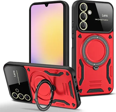 Produktbild von Rüstung Handyhülle für Samsung Galaxy A25 Dual-Layer Ringhalter Ständer Hülle Rot