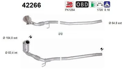 Produktbild von AS Katalysator Kat für VW Golf VII Schrägheck (5G1, BQ1, BE1, BE2) Euro 6 42266