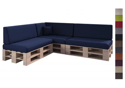Produktbild von sunnypillow 8er Palettenkissen Set mit abnehmbarem Bezug Sitzkissen + Rückenkissen Palettenauflage Palettenpolster Indoor / Outdoor | Blau |