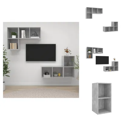 Produktbild von vidaXL TV-Wandschränke 4 Stk. Betongrau Holzwerkstoff -  TV-Möbel