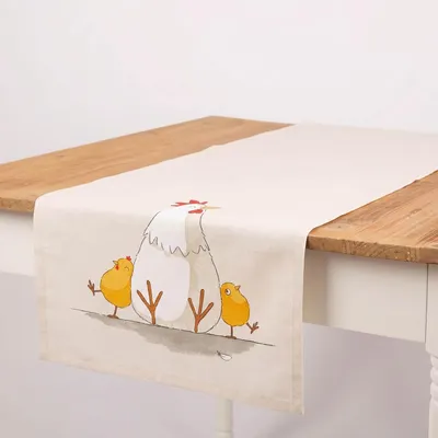 Produktbild von Tischläufer Henne mit Küken Baumwolle 40x140 cm Boltze