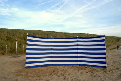 Produktbild von Strandwindschutz 4 m, kobaltblau/weiß, Polyacryl-Windschutz – 4 m Camping-Windschutz