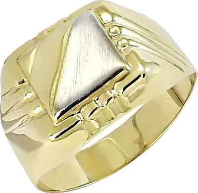 Produktbild von Herrenring aus 14 Karat Gelb- und Weißgold, 4,3 mm Ringbreite, 12,9 mm Ringoberseite, hypoallergen