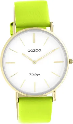 Produktbild von Oozoo Leder Damen Uhr Analog Quarzuhr Armband gelbgrün Vintage Series D2UOC20305
