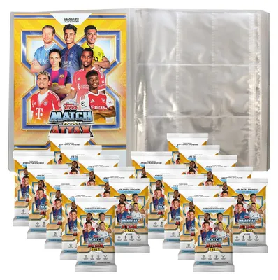Zdjęcie produktu dla Topps – Karty kolekcjonerskie Match Attax Champions League 2025/26 EXTRA – 1 pusty album + 20 pakietów