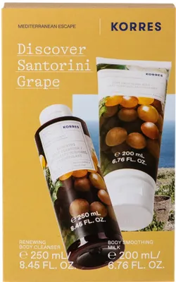 Zdjęcie produktu dla Korres Santorini Grape Odnawiający żel do mycia ciała 250 ml + Wygładzające mleczko do ciała 200 ml