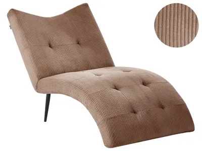 Obrázek produktu pro BELIANI Lenoška béžová manšestrové čalounění prošívání knoflíky bez područek moderní design obývací pokoj