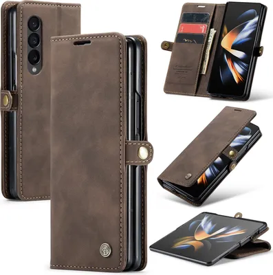 Image de Galaxy Z Fold4 Case, RetroPolyuréthaneLeather Case with Stand Function for Samsung Galaxy Z Fold 4 5G Coffee