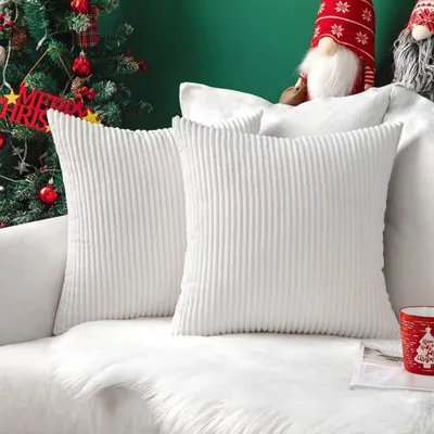 Productafbeelding van Kussensloop, kerstmotief, cordura, 40 x 40 cm, 2 stuks, puur wit