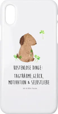 Produktbild von Mr. & Mrs. Panda Iphone 10 Handyhülle Hund Kleeblatt - Weiß - Geschenk, Handy, X, Case, Hülle, Glücksbringer, Selbstliebe, Gratis, Sprüche