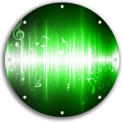 Produktbild von Wallario rundes Outdoor-Poster für Garten oder Balkon, Motiv Grüne Noten der Musik, 30 cm Durchmesser