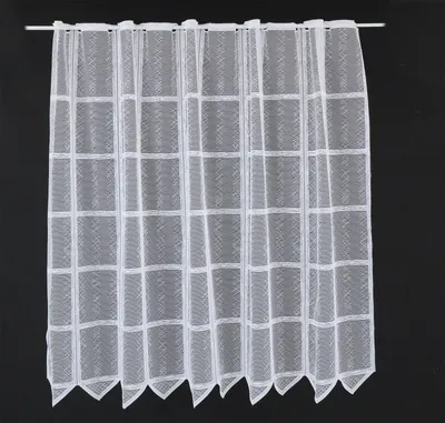 Produktbild von Gardinen Kranzusch Scheibengardine Jaquard in Karooptik 120x1395 cm H/B weiß Bistrogardine Vorhang Küche 1er Pack