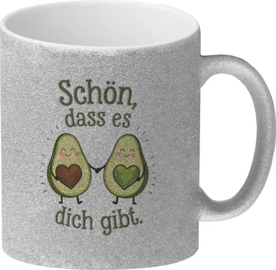Produktbild von Avocado Herzkerne Glitzer-Kaffeebecher Schön dass es Dich gibt