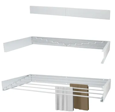 Zdjęcie produktu dla Suszarka ścienna składana - Aluminium - 6 m - Biała - 100 cm