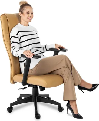 Obrázok produktu pre di volio kancelárska stolička Adelo Beige, ergonomická kancelárska stolička s nastaviteľnou výškou, max. telesná hmotnosť 150 kg, manažérska stolička na kolieskach