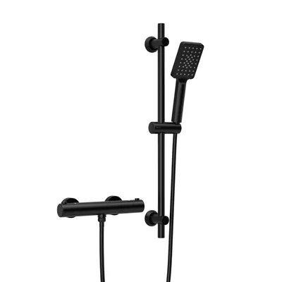 Immagine prodotto di JOHO Miscelatore termostatico per doccia con set di saliscendi,miscelatore termostatico+set di saliscendi in acciaio inox da con doccetta,DS1208 nero