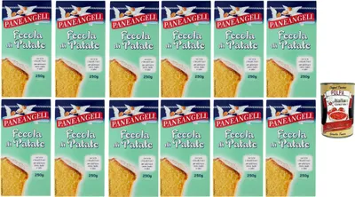 Produktbild von PANEANGELI Fecola di Patate, Kartoffelstärke für zarte Süßigkeiten Verdickungsmittel für Cremes und Saucen, 12x 250 g + Italian Gourmet polpa 400g