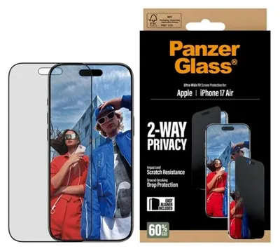Obrázok produktu pre PanzerGlass ® 2-Way Privacy Screen Protector iPhone Air | Ultra-Wide Fit w. EasyAligner, Apple, Apple - iPhone Air, Suché aplikovanie, Odolné proti poškriabaniu, Odolný proti nárazom, Priehľadná, 1 kusov