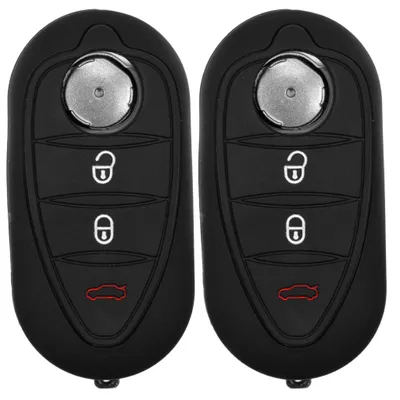 Produktbild von 2x Auto Schlüssel Silikon Schutz Hülle  Schwarz kompatibel mit ALFA Romeo Mito Giulietta 940 4C ab 2008 3 Tasten Klappschlüssel