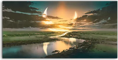 Produktbild von Coloray Acrylbild 140x70  Wandbild Acrylbilder Landschafts der Wasser Straße in bunte