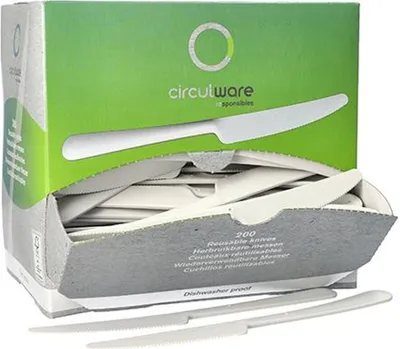 Produktbild von 1200 Messer (Mehrweg), -PP 19,7 cm weiss, extra stabil, in Spenderbox