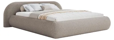 Obrázek produktu pro Selsey Shels – Čalouněná postel, bouclé tkanina, barva greige, rozměry 200x200 cm