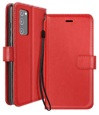 Produktbild von Mayaxess, Wallet Case für Samsung Galaxy S20 FE mit Handschlaufe und Standfunktion, Rot