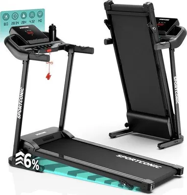 Obrázok produktu pre Sportconic Elektrický Bežecký Pás Skladací 12 km/h, Sklon, 12 Programov, LED Displej, Pulzomer, Tichý a Kompaktný