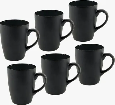Produktbild von 1.06 Hrnček na kávu porcelánový - sada 6 ks - farba: čierna / vnútro: čierne