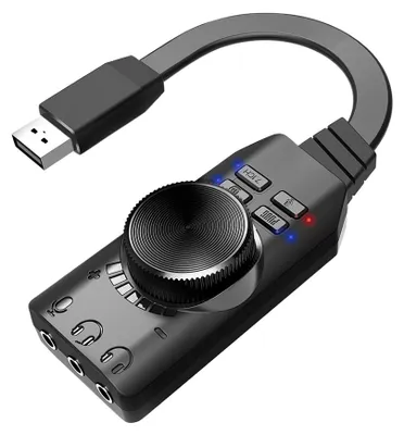 Produktbild von USB 7.1 Soundkarte mit 3,5-mm-Klinke, Plug & Play und DSP für Gaming am PC und Laptop