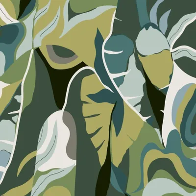 Produktbild von Vliestapete Blumentapete Blau Grün Naturoptik 688184 Mustertapete Tropical House