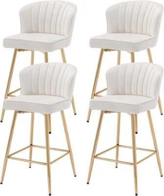 Obrázek produktu pro Barové židle - Barové stoličky - Kuchyňské židle - Židle s nastavitelnou výškou - Sada 2 barových židlí, barva béžová - Ergonomický design, vysoký komfort