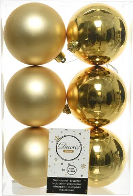 Produktbild von Weihnachtskugeln Kunststoff 8cm 6 Stück - Hellgold