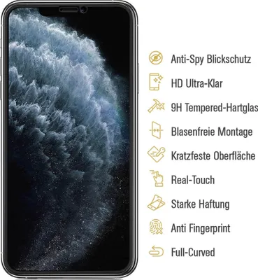 Produktbild von 1x 9H Hartglas für iPhone X FULL COVER ANTI-SPY Panzerfolie Blickschutz Displayschutz Panzerglas Schutzglas Schutzfolie