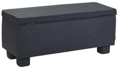 Produktbild von BELIANI Flurbank mit Stauraum Schwarz Stoff Gepolstert Rechteckig Schmal Modernes Design Pouf Truhe Sitzbank für Wohnzimmer Schlafzimmer Garderobe