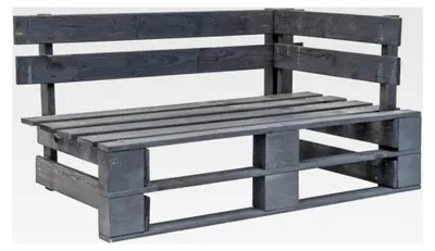 Produktbild von Gartenbank aus Holz in Grau, Eckbank für den Außenbereich, Palettenbank, Gartenmöbel