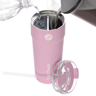 2-in-1 Reisebecher 850 ml, doppelwandig, Edelstahl, rosa