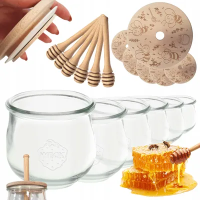 Produktbild von WECK Honiggläser Set mit Honigheber 580ml 6 Stück