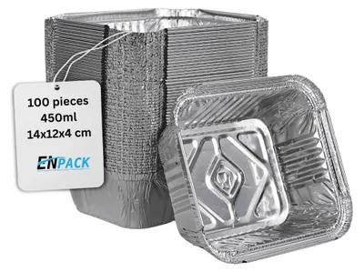Immagine prodotto di Vaschetta per griglia - Alluminio - 450 ml - 14 x 12 x 4 cm - Riutilizzabile